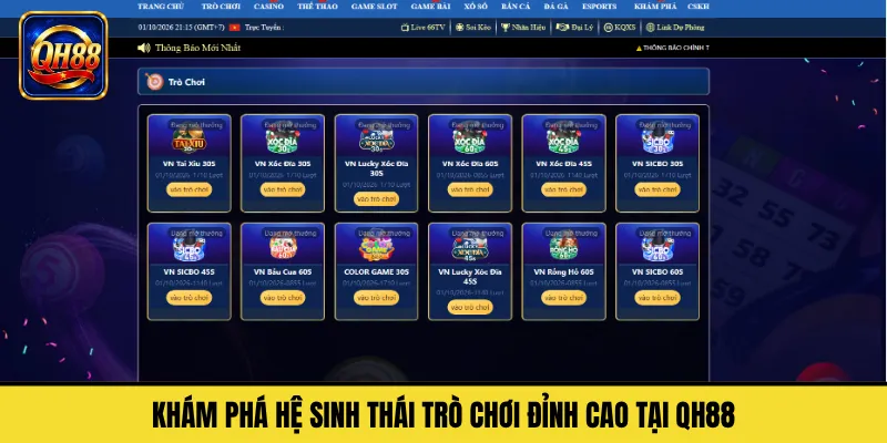 Khám Phá Hệ Sinh Thái Trò Chơi Đỉnh Cao Tại QH88